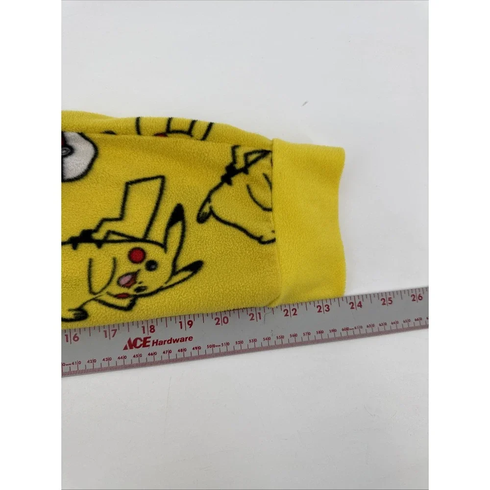 Pokemon Pikachu Union Suit Pajamas Kids 10/12 Yellow All Over Print Costume Hood